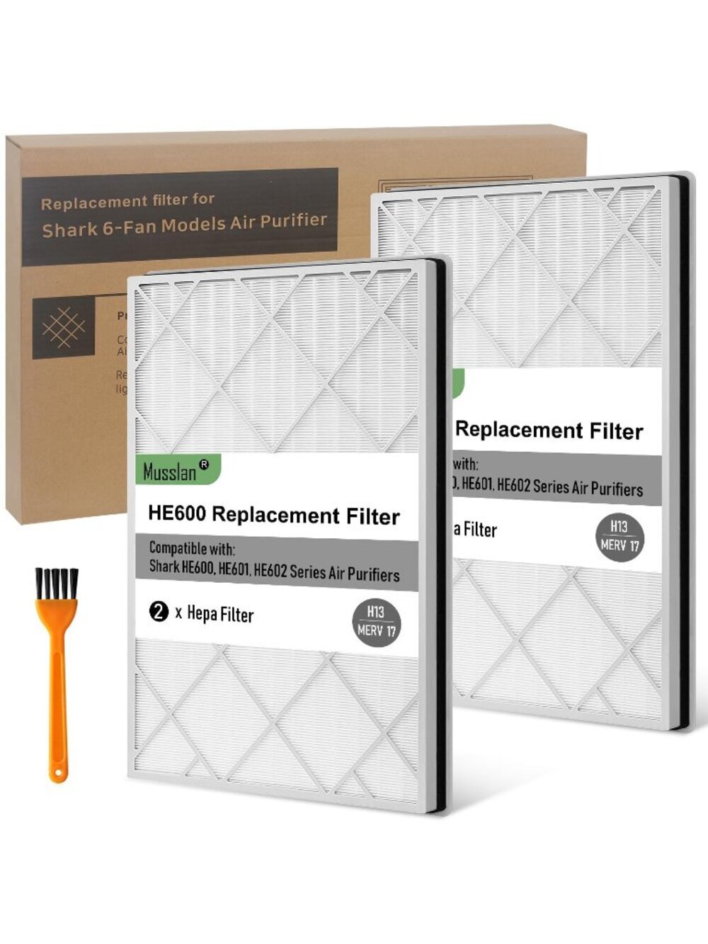 Musslan 2 Pack HE601 Filter for Shark Air Purifier 6 (HE601 & HE602), HE6FKPET,